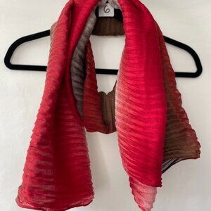 Raffe Womens Multicolor Lightweight Pleated Dip Tie Dye Rectangular Scarf OS